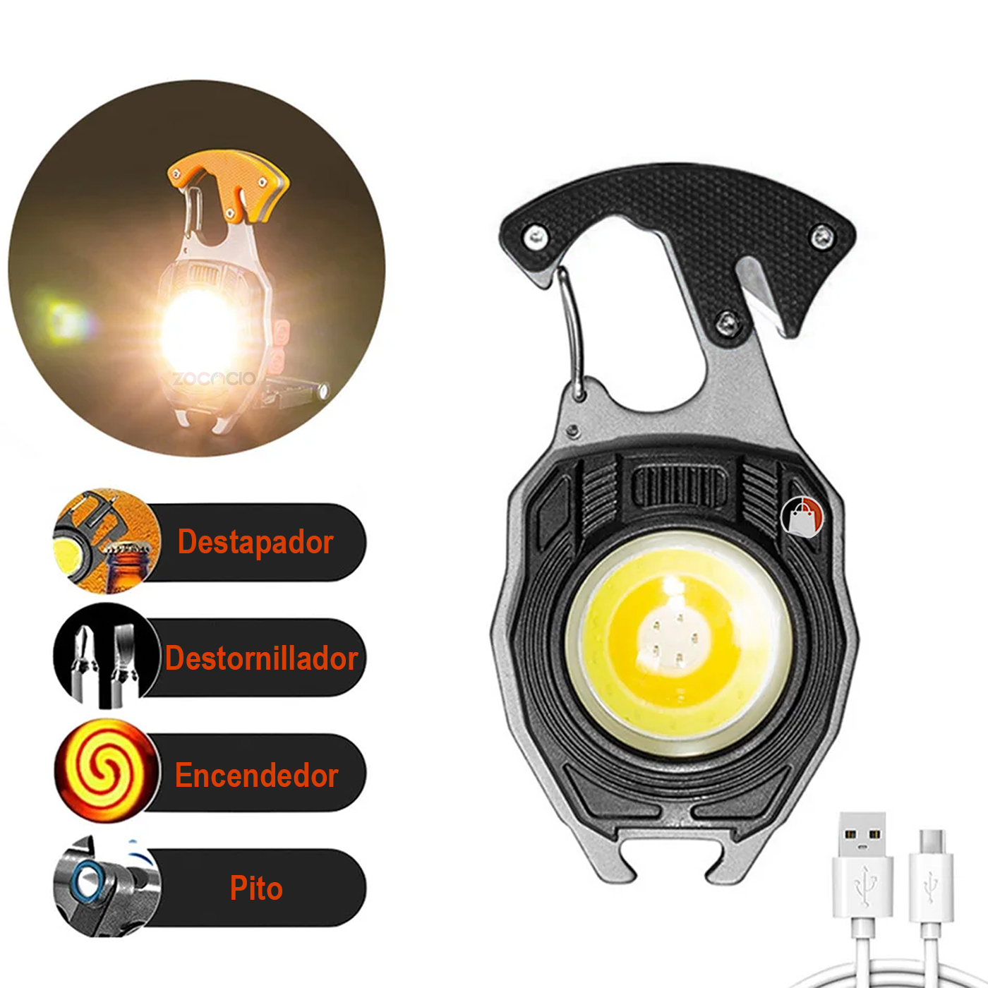 Miniatura 3 de Linterna Led De Bolsillo Llavero Multifu